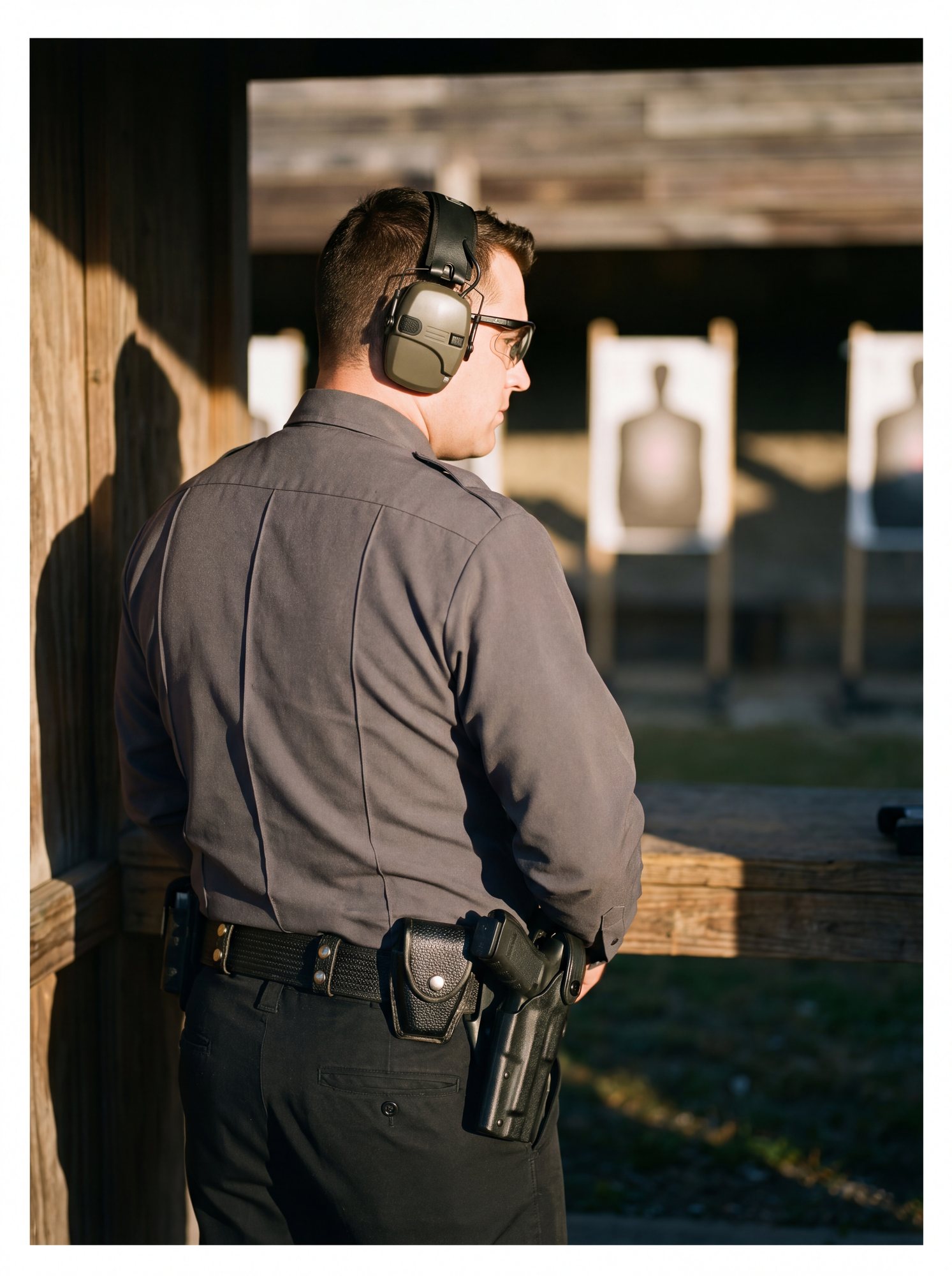 Security officer completing the annual qualification course of fire