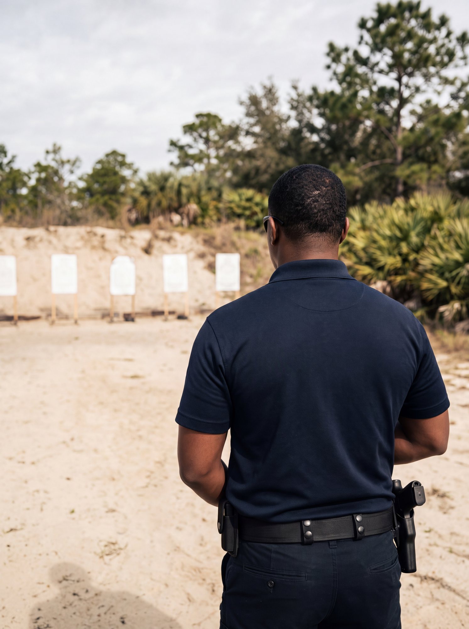 Armed security officer on the annual Class G qualification line